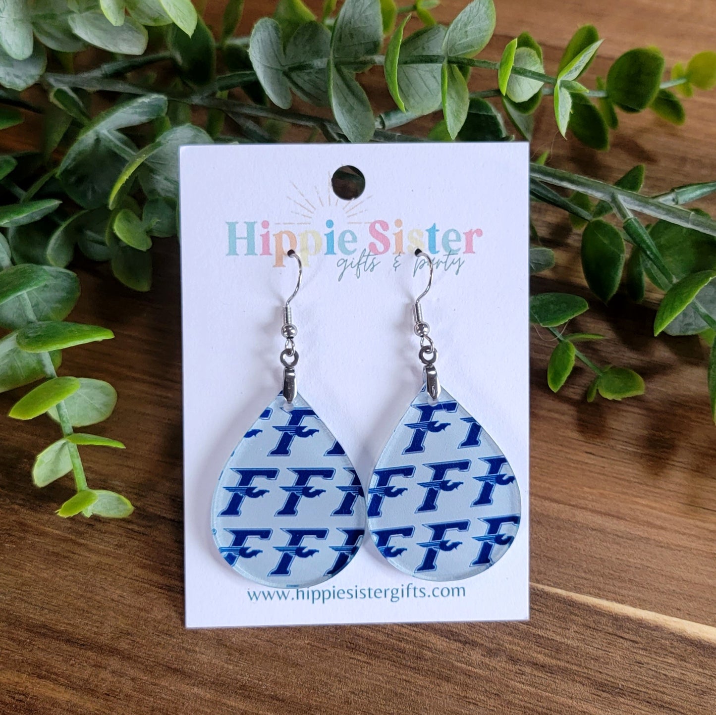 Firebird F Pattern Earrings- Teardrop