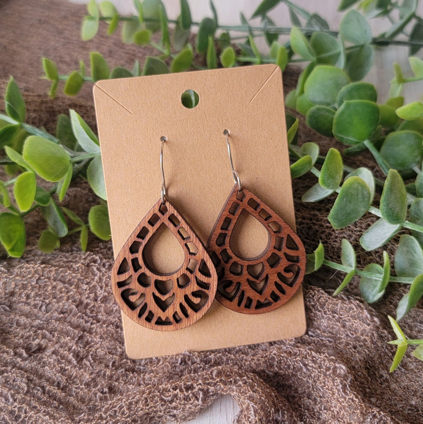Brandie- Wooden Teardrop Earring