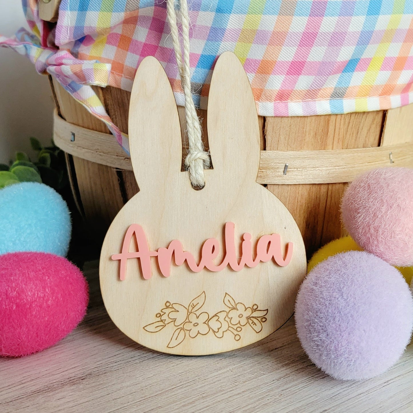 Floral Bunny Basket Tag