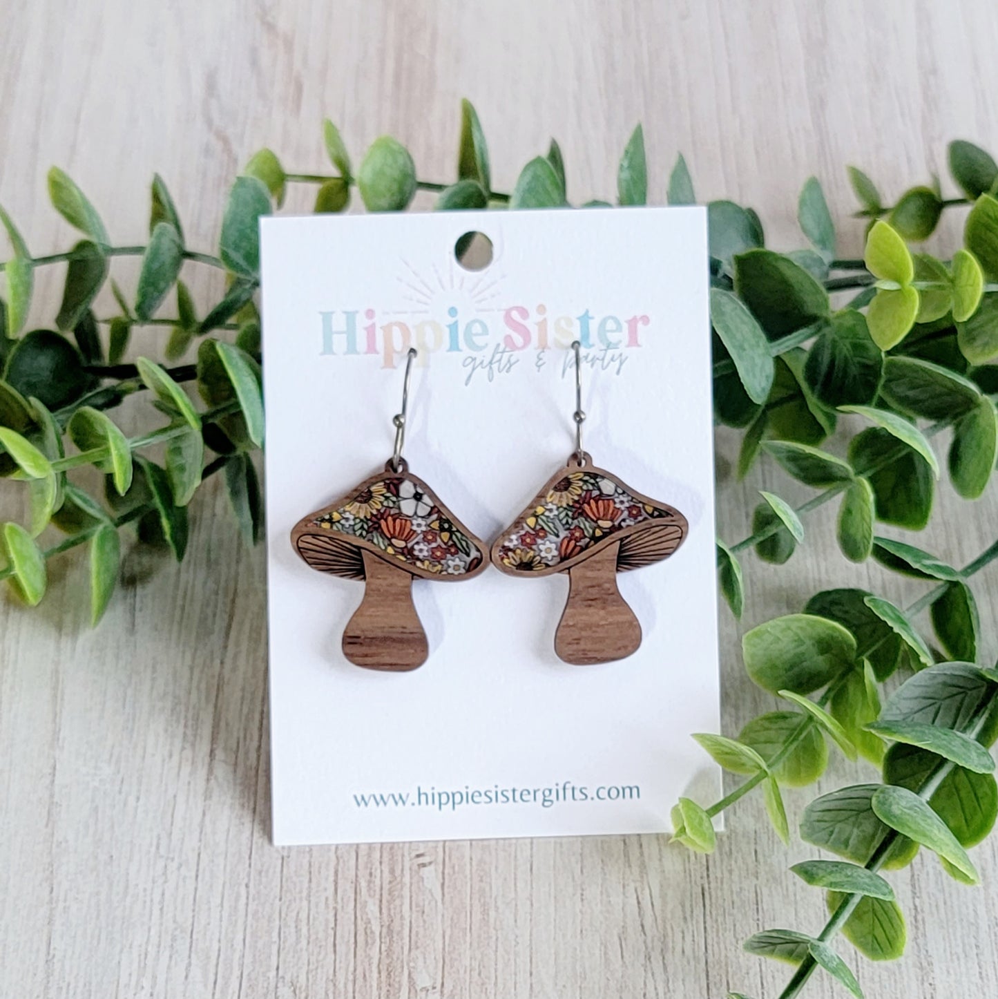 Mushroom- Wooden & Acrylic Inlay Earring