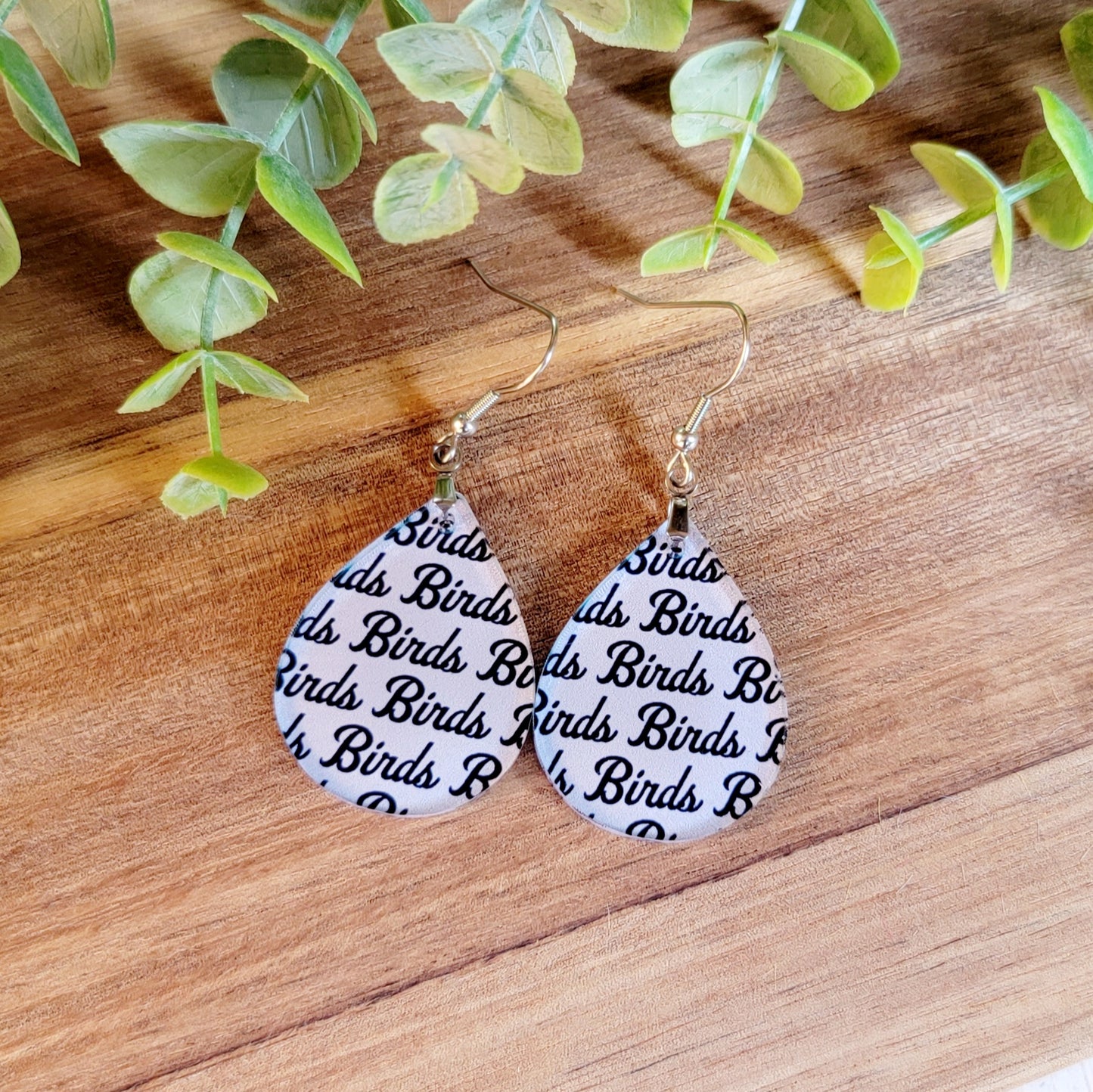 Birds Pattern Teardrop Earrings