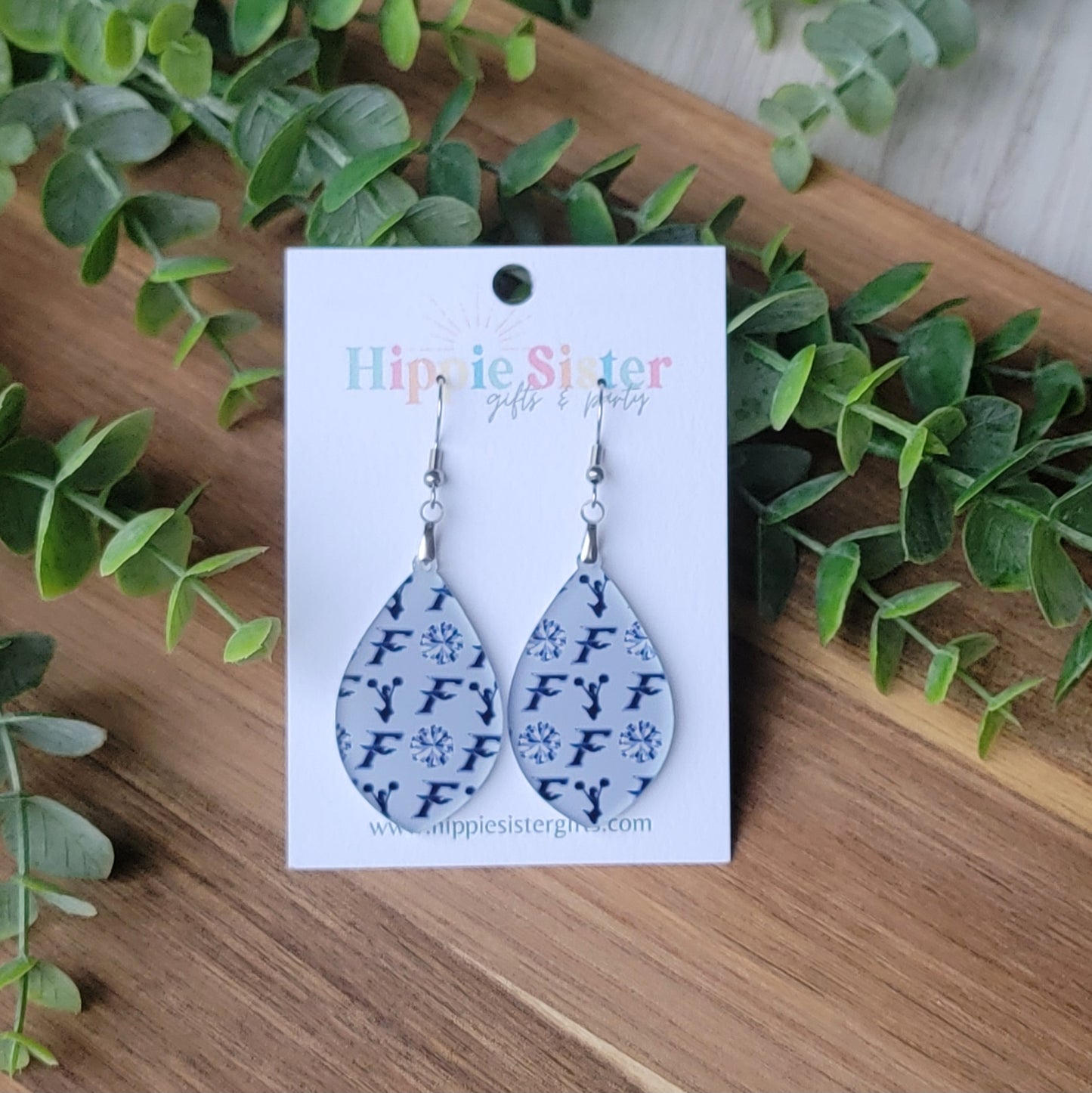 Fairmont Cheer Pattern Earrings- Tapered Teardrop