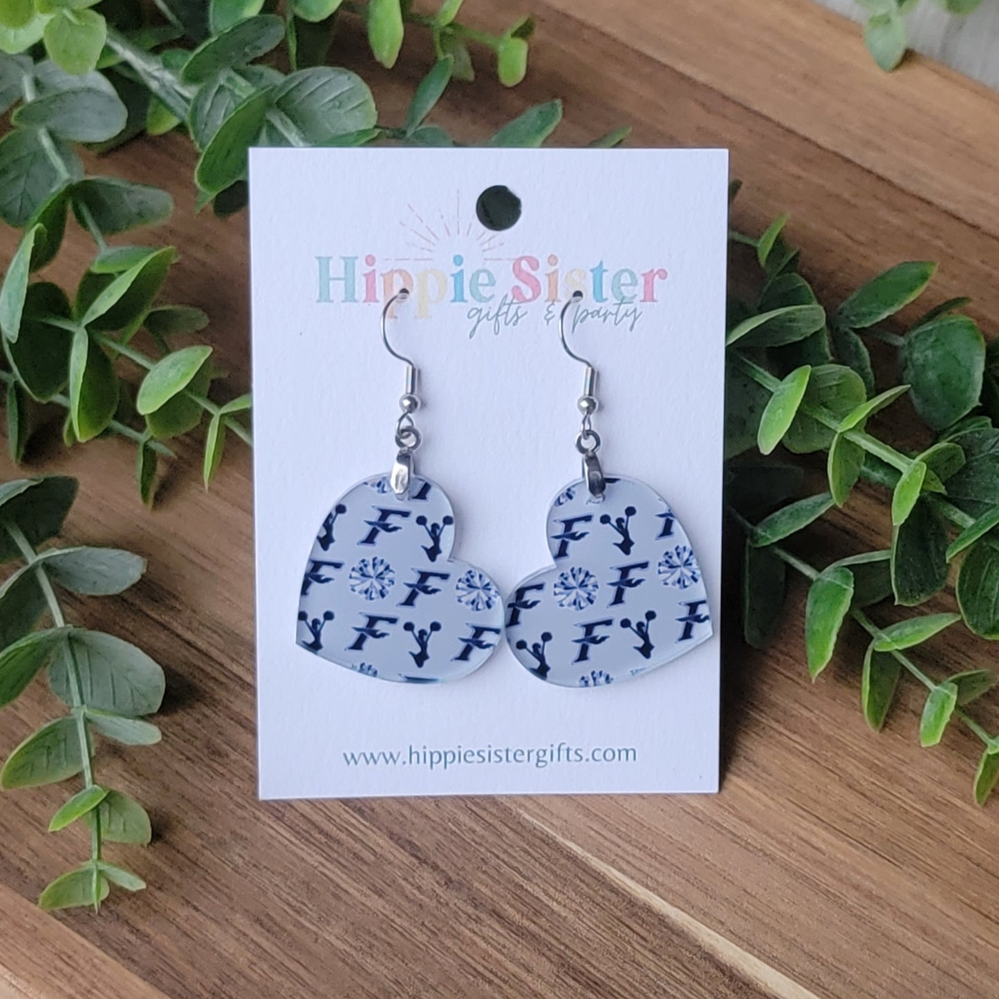 Firebird Cheer Pattern Earrings- Heart