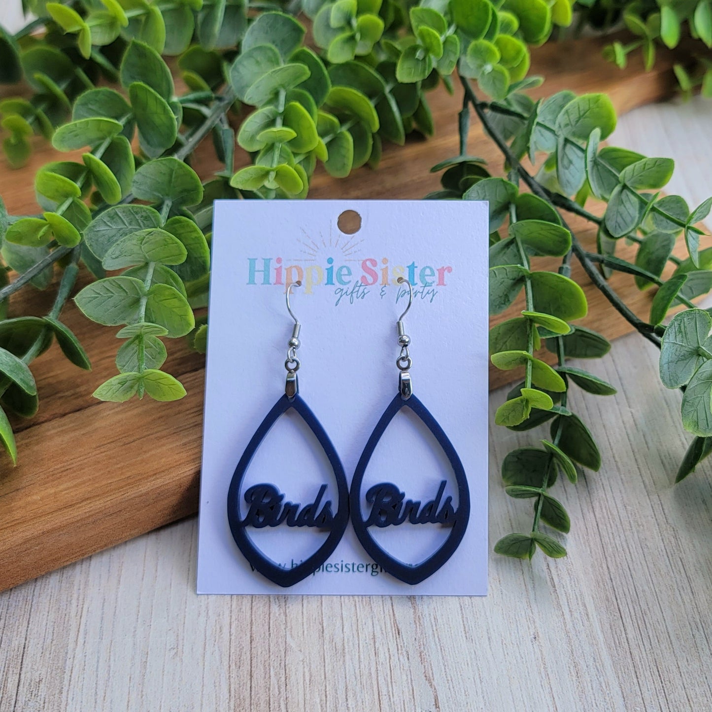 Birds Pointed Teardrop Earrings