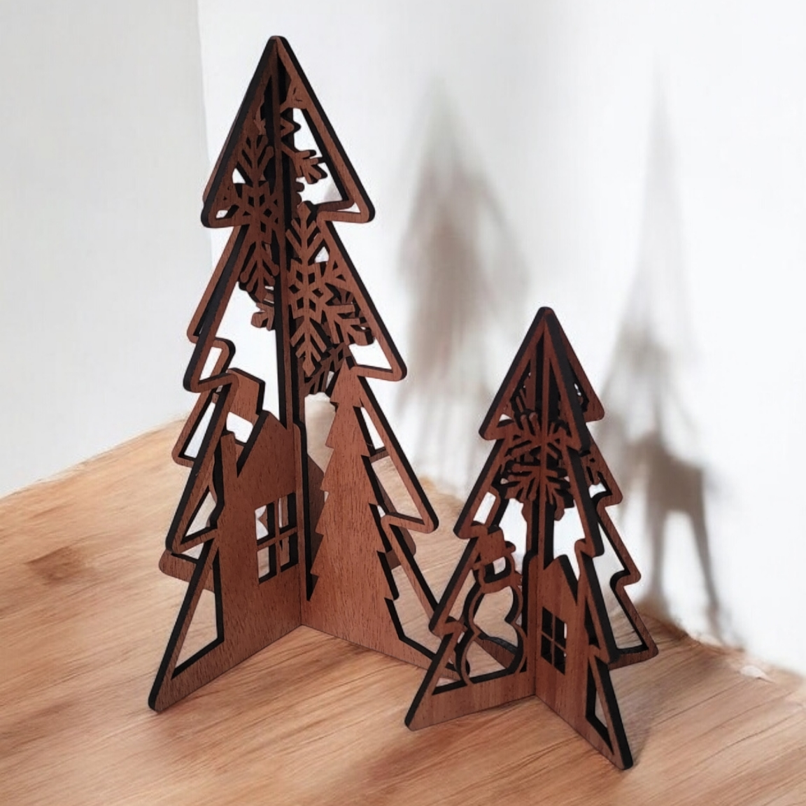 Winter Scene Wooden Tree
