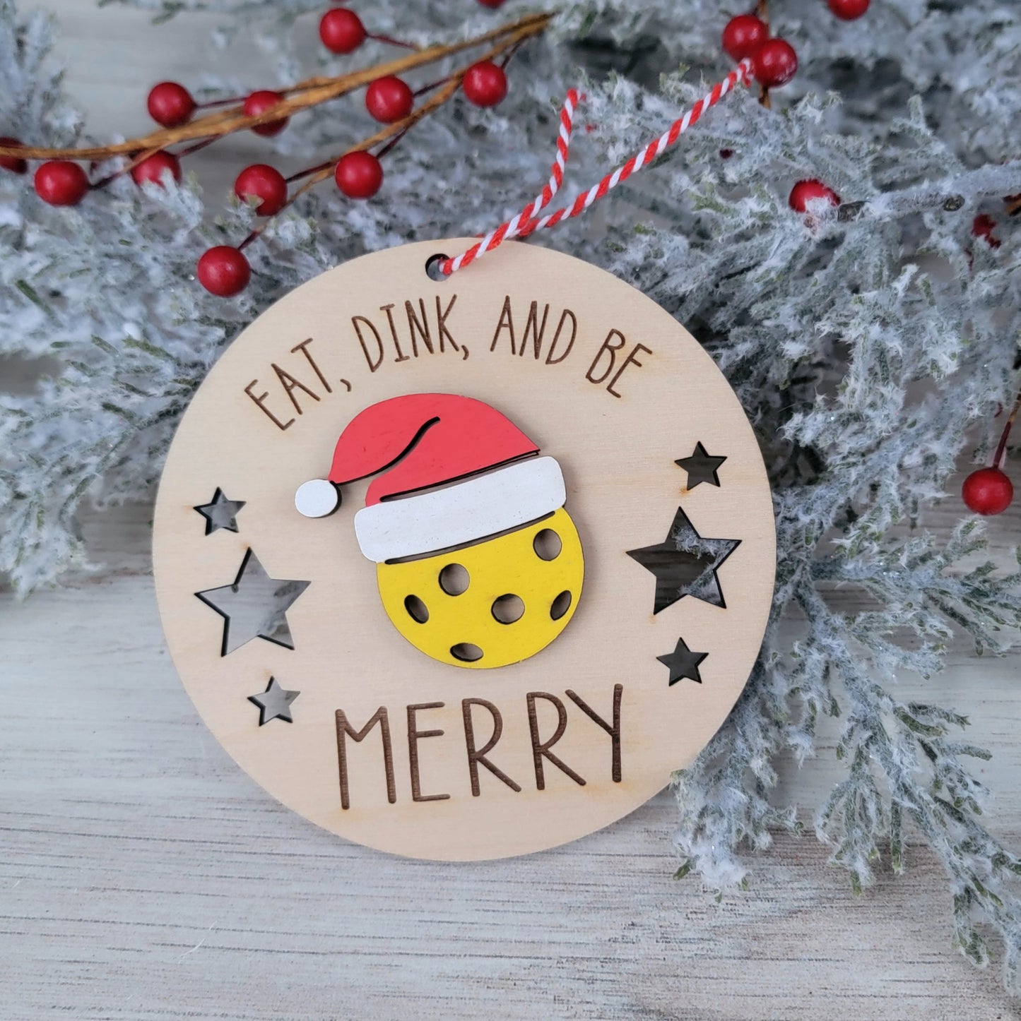 Eat, Dink & Be Merry Pickleball Ornament