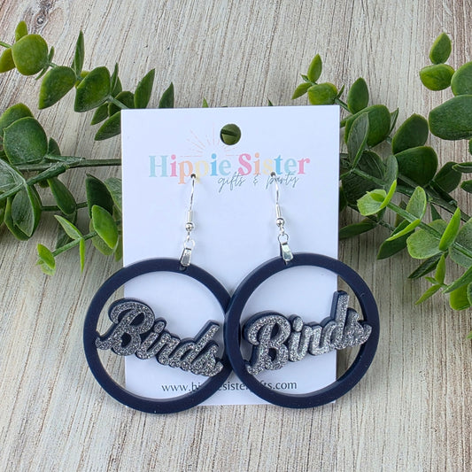 Glitter Birds Hoop Earrings